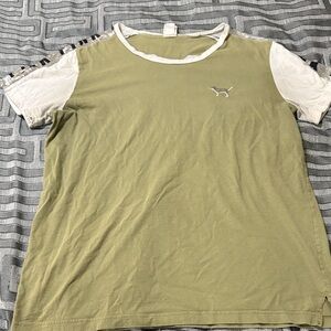 PINK Victoria's Secret Olive and Cream Top